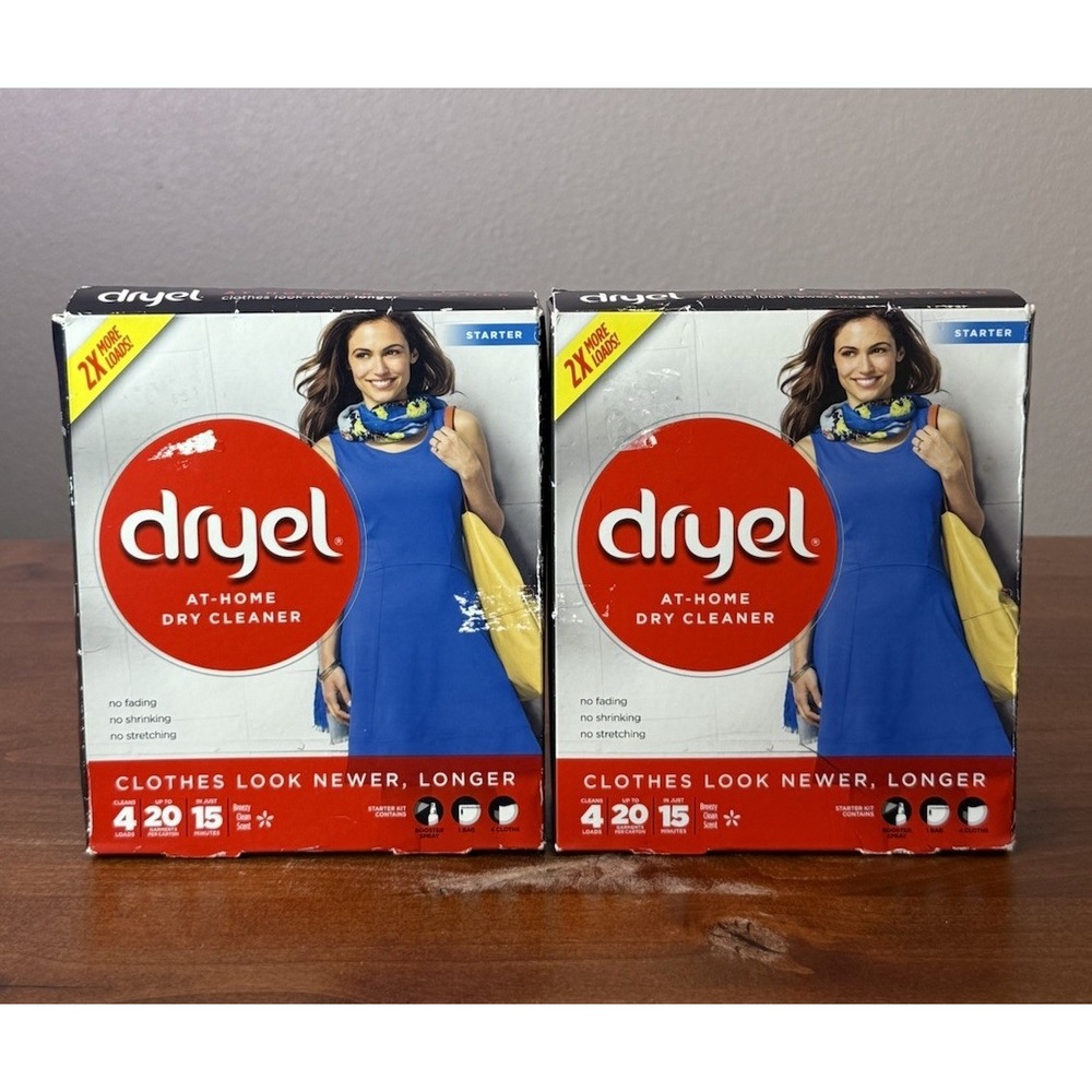 DRYEL At Home Dry Cleaner Starter Kits 8 Loads Booster Spray Cloths NEW SEALED